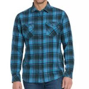 Hurley Long Sleeve Blue and Black Flannel Button Down Shirt Men's XL